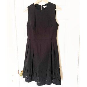 Gap Black Cotton Blend Sleeveless Fit and Flare Dress with laser-cut detail EUC